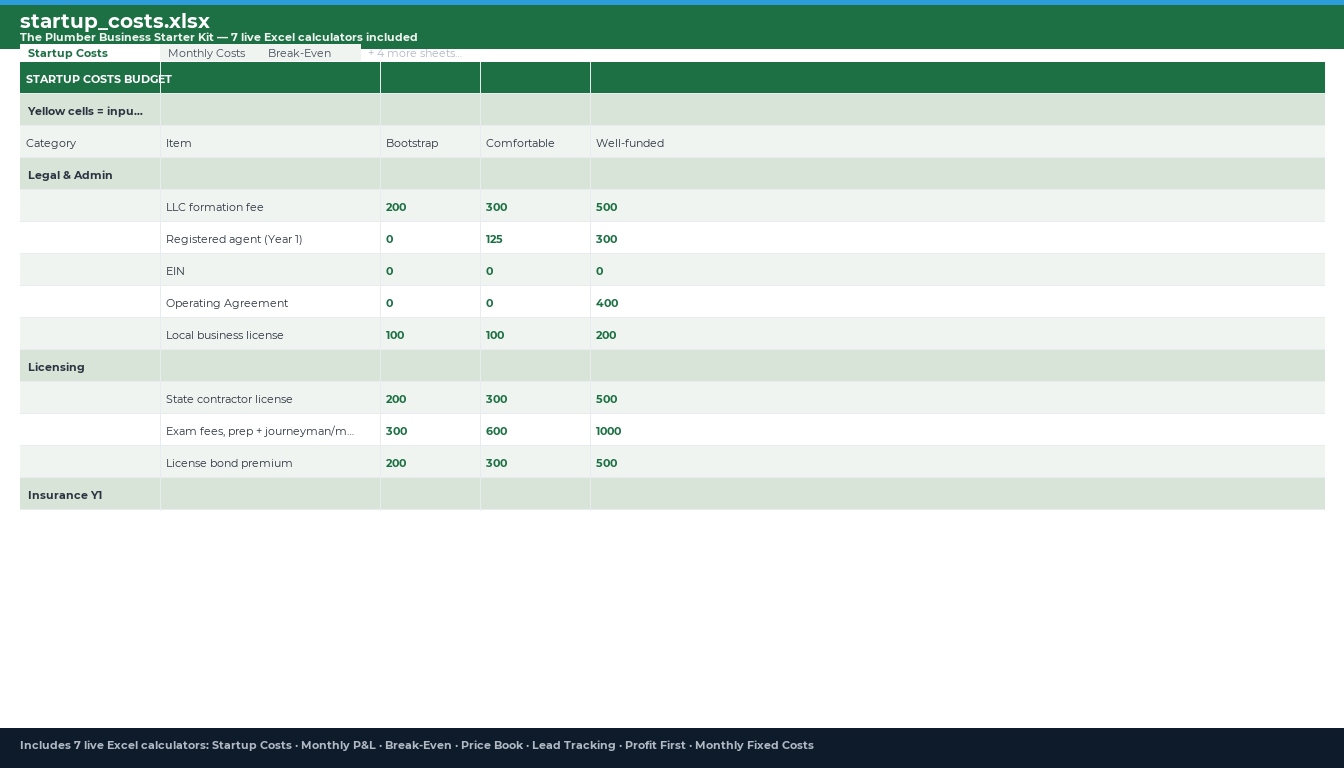 Excel calculator