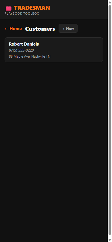 Customers screen